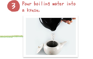 Pour boiling water into a kyusu.